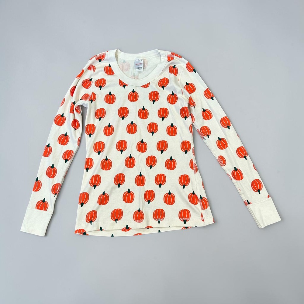 Hanna Andersson Womens Pumpkin Organic Cotton Pajama Top Cream Orange‎ XS Fall